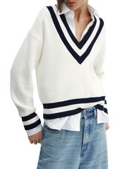 MANGO Contrast Stripe V-Neck Sweater