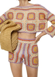 MANGO Cotton Crochet Sweater in Light/Pastel Purple at Nordstrom