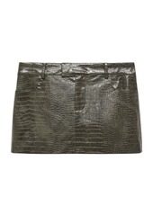 MANGO Croc Embossed Faux Leather Miniskirt