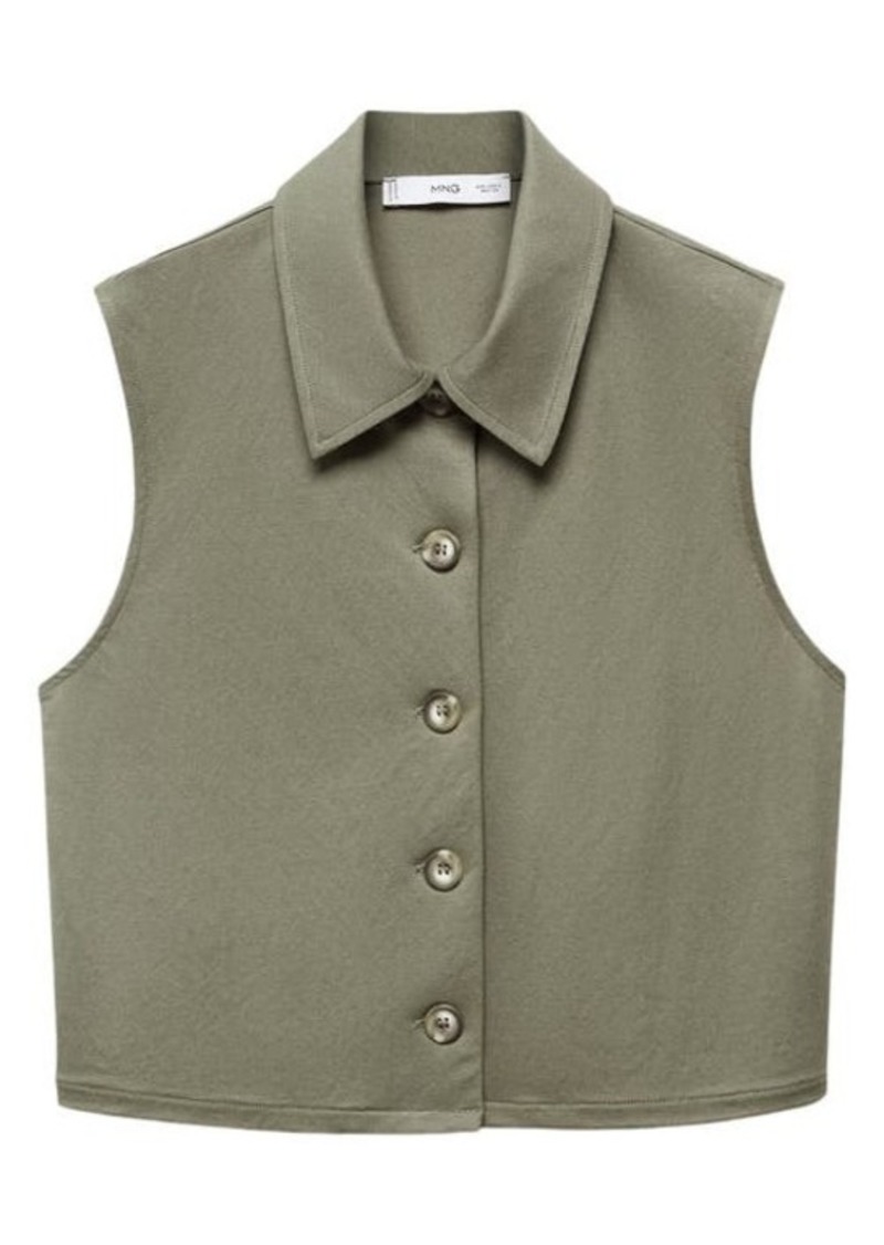 MANGO Crop Sleeveless Button-Up Shirt