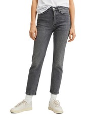 MANGO Crop Slim Fit Jeans in Denim Grey at Nordstrom