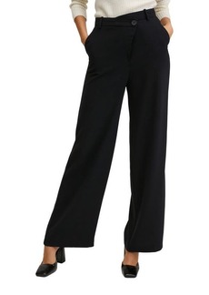 MANGO Crossover High Waist Wide Leg Trousers in Black at Nordstrom
