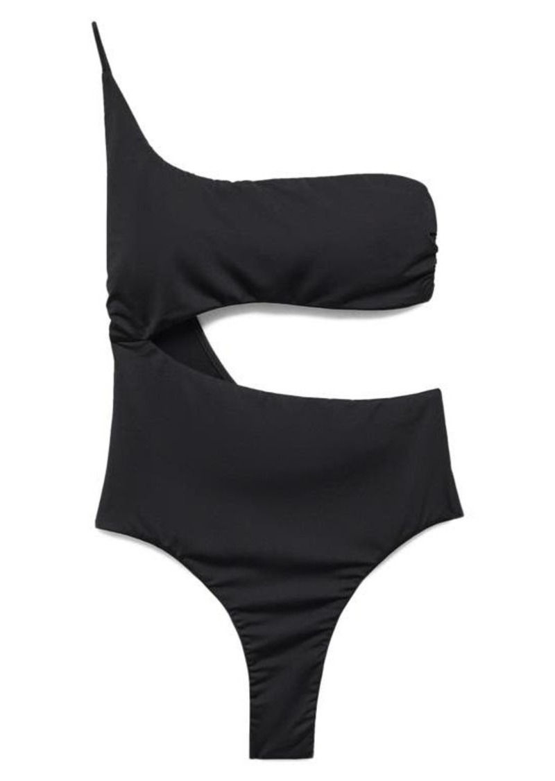 MANGO Cutout One-Shoulder One-Piece Swimsuit