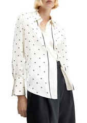 MANGO Dot Satin Button-Up Shirt