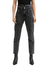MANGO Double High Waist Mom Jeans in Open Grey at Nordstrom