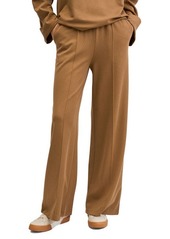 MANGO Elastic Waist Wide Leg Pants in Medium Brown at Nordstrom