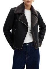 MANGO Faux Leather & Faux Fur Moto Jacket