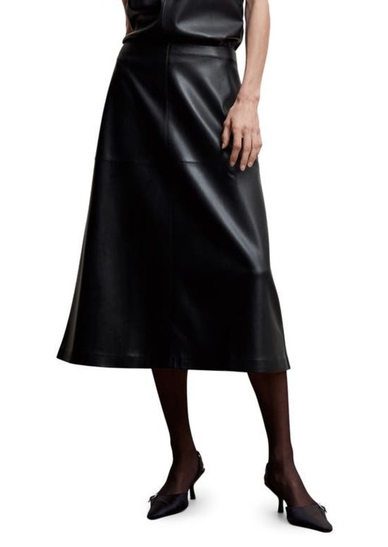 MANGO Faux Leather A-Line Skirt