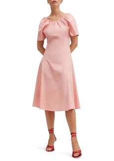 MANGO Fit & Flare Cotton Dress in Light Pink at Nordstrom