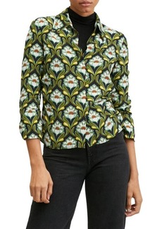 MANGO Floral Print Blouse in Green at Nordstrom
