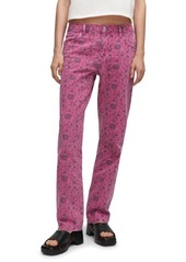 MANGO Floral Print Straight Leg Jeans