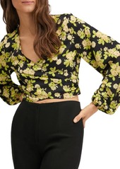 MANGO Floral Print Wrap Blouse in Black at Nordstrom
