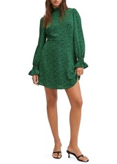 MANGO Floral Smocked Long Sleeve Dress in Green at Nordstrom