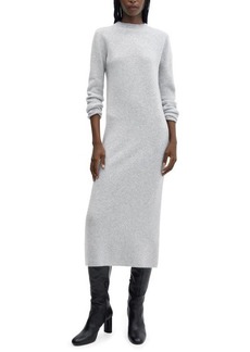 MANGO Funnel Neck Long Sleeve Midi Sweater Dress
