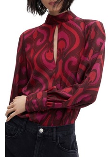MANGO Geo Print Long Sleeve Woven Shirt
