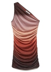 MANGO Gradient One-Shoulder Ruched Body-Con Dress