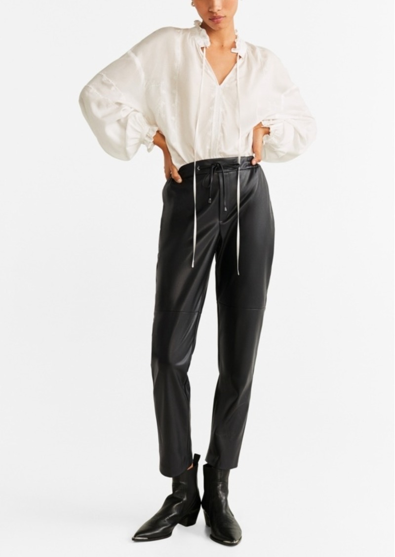 Mango High-Waist Faux Leather Trousers