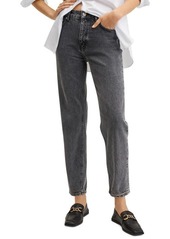 MANGO High Waist Tapered Mom Jeans in Open Grey at Nordstrom