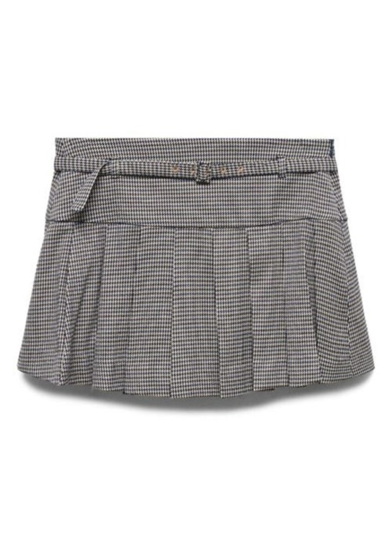 MANGO Houndstooth Belted Miniskirt