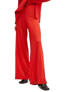 MANGO Knit Wide Leg Pants in Red at Nordstrom
