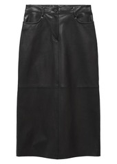 MANGO Leather Midi Pencil Skirt