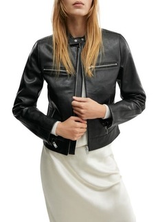 MANGO Leather Moto Jacket