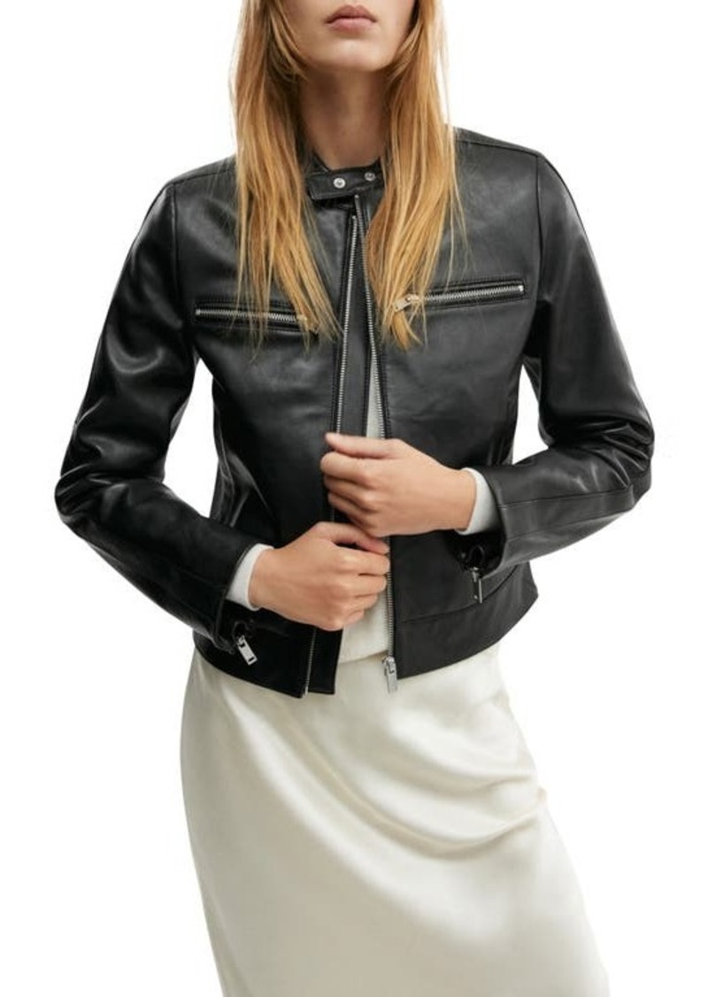 MANGO Leather Moto Jacket