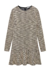 MANGO Long Sleeve Tweed Minidress