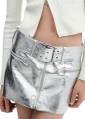 MANGO Metallic Faux Leather Miniskirt