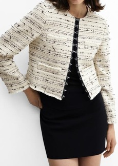 MANGO Modena Stripe Crop Tweed Jacket