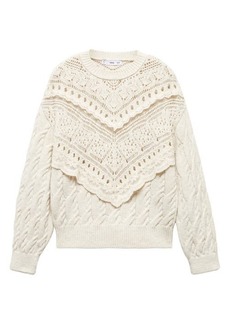 MANGO Openwork Lace Cable Stitch Sweater