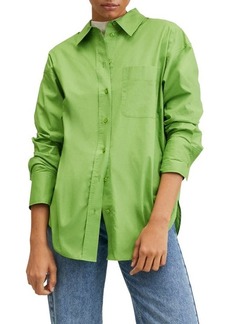 MANGO Oversize Cotton Shirt in Green at Nordstrom