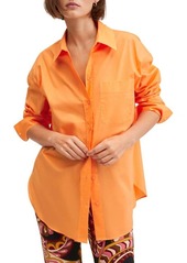 MANGO Oversize Cotton Shirt in Orange at Nordstrom