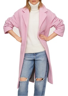 MANGO Oversize Wool Blend Coat in Pale Pink at Nordstrom
