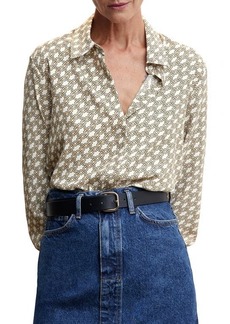 MANGO Patterned Long Sleeve Button-Up Shirt