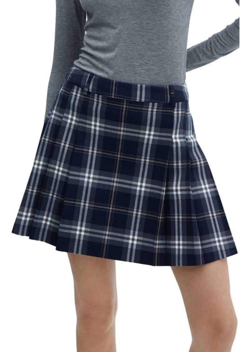 MANGO Plaid Pleated Miniskirt