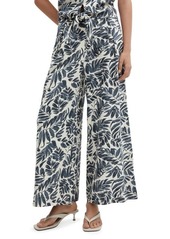 MANGO Pleated Linen Wide Leg Pants