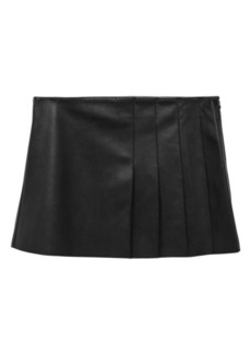 MANGO Pleated Faux Leather Miniskirt