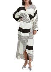 MANGO Print Long Sleeve Wrap Dress