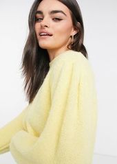 Mango puff sleeve detail soft touch sweater in lemon yellow