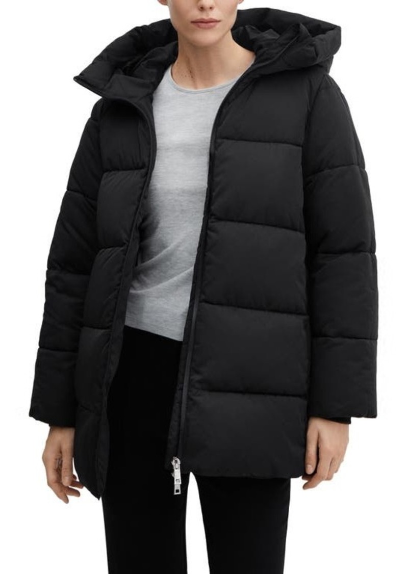 MANGO Quilted Hooded Water Repellent Puffer Jacket