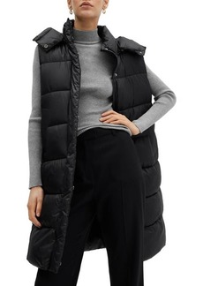 MANGO Quilted Puffer Vest with Detachable Hood