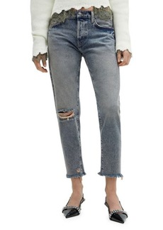 MANGO Ripped Low Rise Ankle Mom Jeans