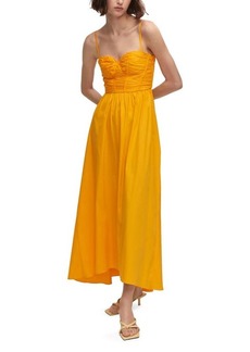 MANGO Ruched Corset Maxi Dress with Removable Straps