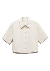 MANGO Short Sleeve Linen Button-Up Shirt