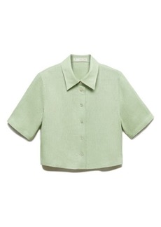 MANGO Short Sleeve Linen Button-Up Shirt