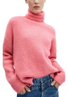 MANGO Side Slit Turtleneck Sweater
