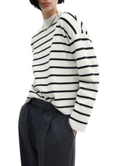 MANGO Stripe Mock Neck Sweater