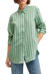 MANGO Stripe Oversize Button-Up Shirt