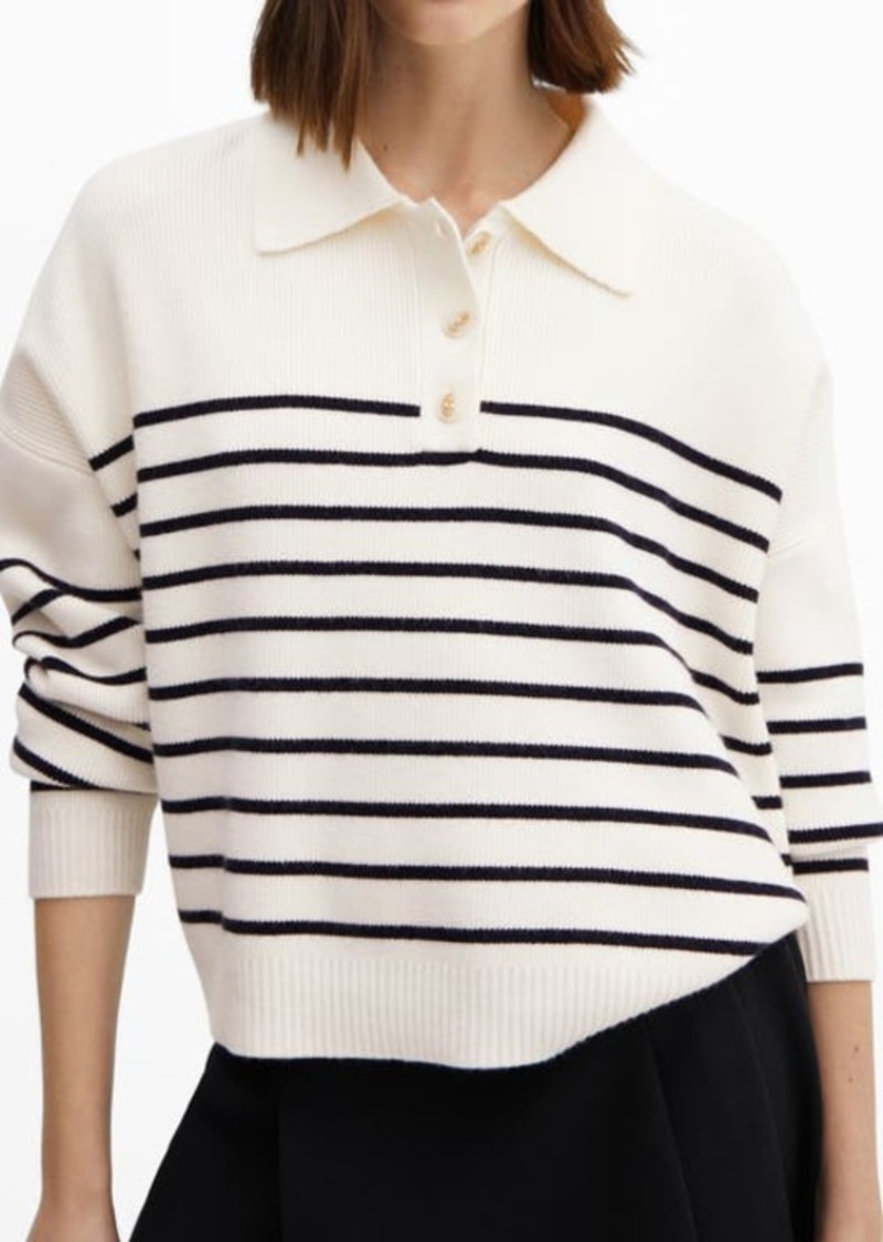 MANGO Stripe Polo Sweater